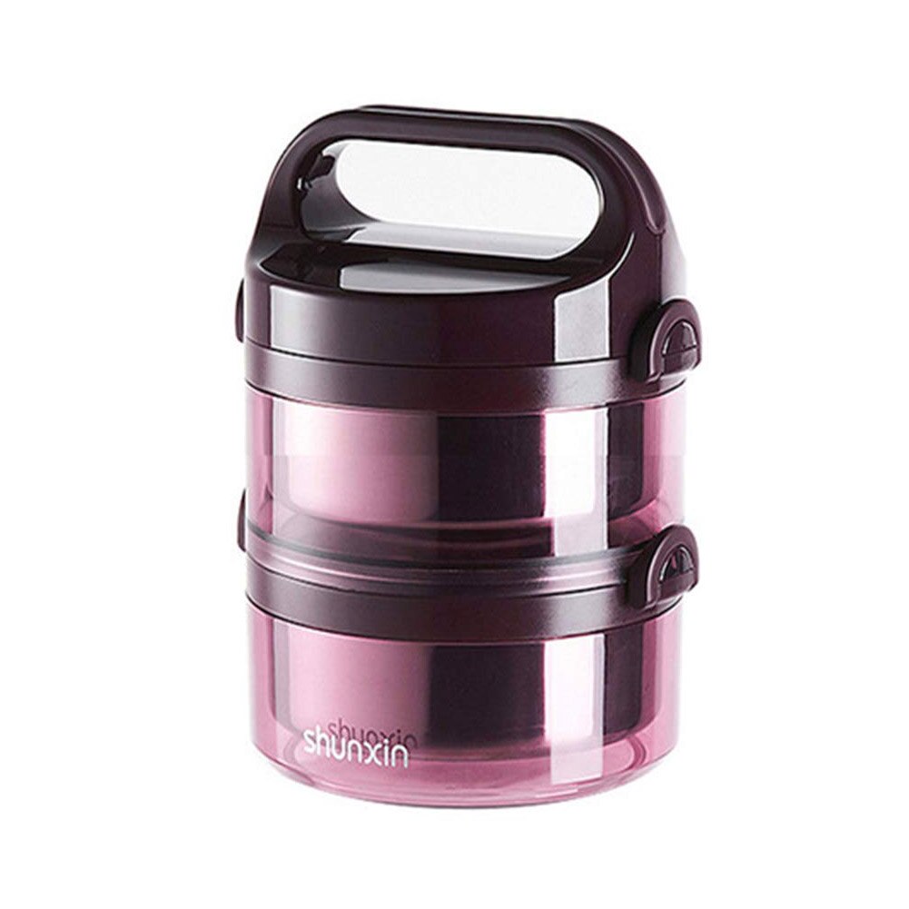 Portable Thermal Lunch Box Microwave Stainless Steel Japanese Thermos Lunch Box Bento Boxes Leakproof Food Container Lunchbox: Purple 2 Layers