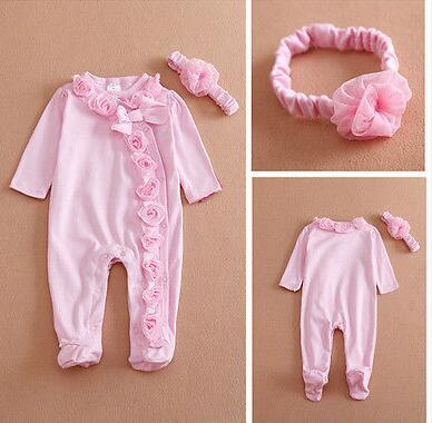 0 ~ 7 Meter Lange Mouw Pasgeboren Baby Meisje Bodysuit Hoofdband Accessoires Kruipen Siamese Kleding: 6m