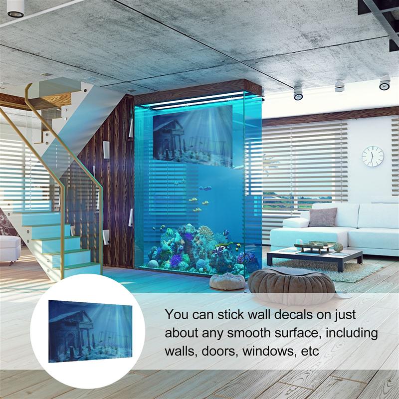 61x41cm Fish Tank Sticker Aquarium Background Aquarium Poster Fish Tank Decals For Store Home Aquarium Background Sticker