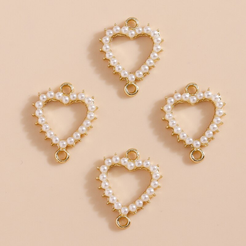5 pezzi di perle d'imitazione cuore d'amore connettori pendenti per gioielli fai da te creazione di collane fatte a mano bracciali orecchini ciondoli artigianali
