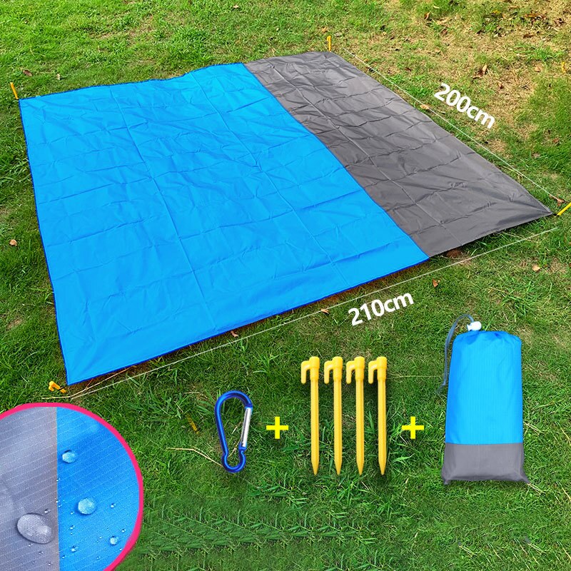 Esterilla de playa resistente al agua, manta con bolsillo para exteriores, portátil, Picnic, Camping, colchón, almohadilla para dormir, 2x2,1 m