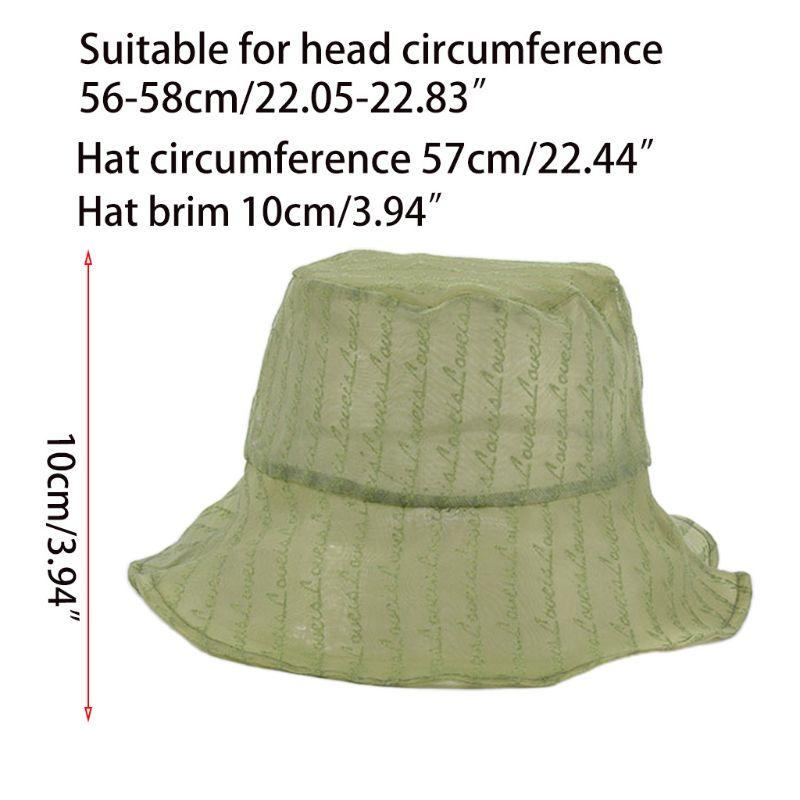 Vrouwen Mode Brieven Dunne Organza Visser Hoed Ademend Emmer Cap Zonneklep