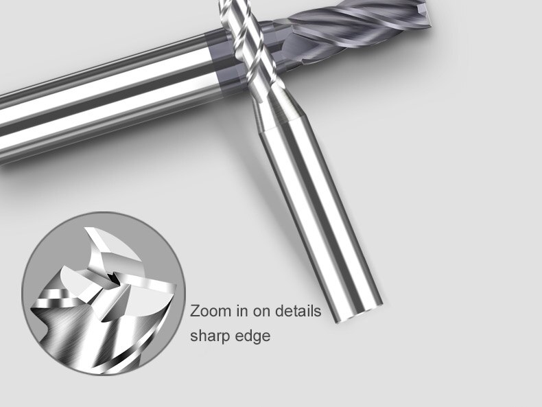 Hartmetall Wolfram Stahl Fräser 6mm 3 Flöte Aluminium Große Griff 1 1,5 2 2,5 3 4mm CNC ende Mühle 4 Flöte Berufs HRC60