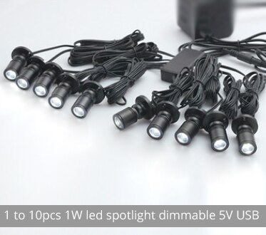 Mini Led Spot Downlight 1W 5V Usb Dimbare Spotlight Model Display Wijn Kast Kleine Mini Teller Hand-run Tentoonstelling Case: 10 Black 5V USB / Warm White 3000K