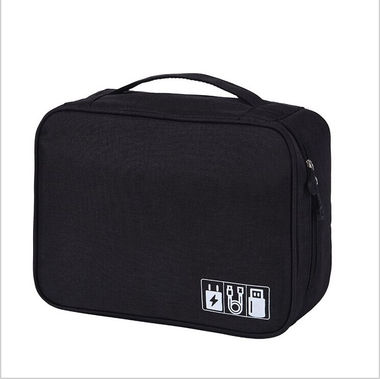 Accessoires électroniques organisateur voyage rangement sac à main câble USB étui de rangement étanche: Black