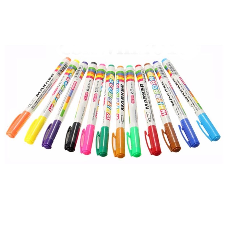12 Kleuren White Board Marker Pen White Board Kinderen Briefpapier Droog Uitwisbare Pen