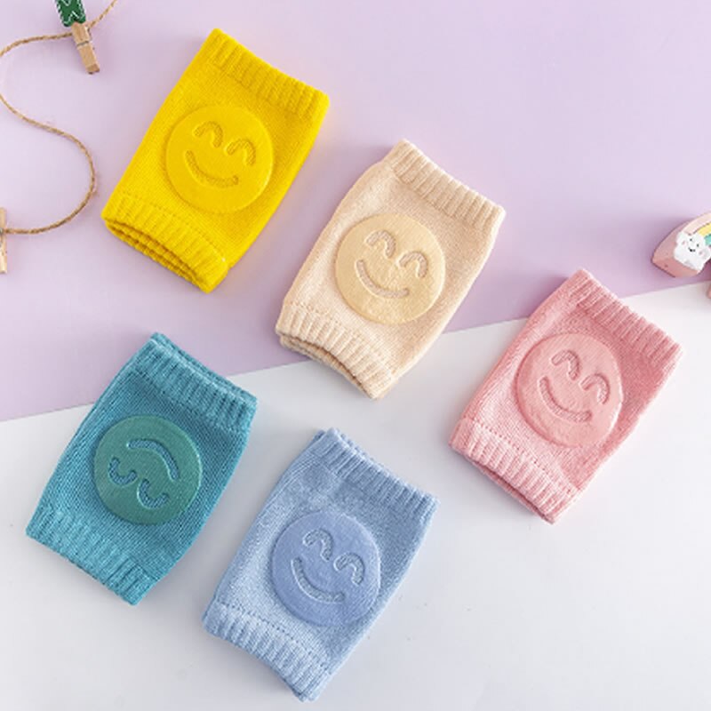sommer Frottee Baby Strümpfe Ellenbogen Pad Kleinkind Krabbeln Knie Pad Baby Art Knie Pad Smiley Gesicht Kniepolster Bein wärmer