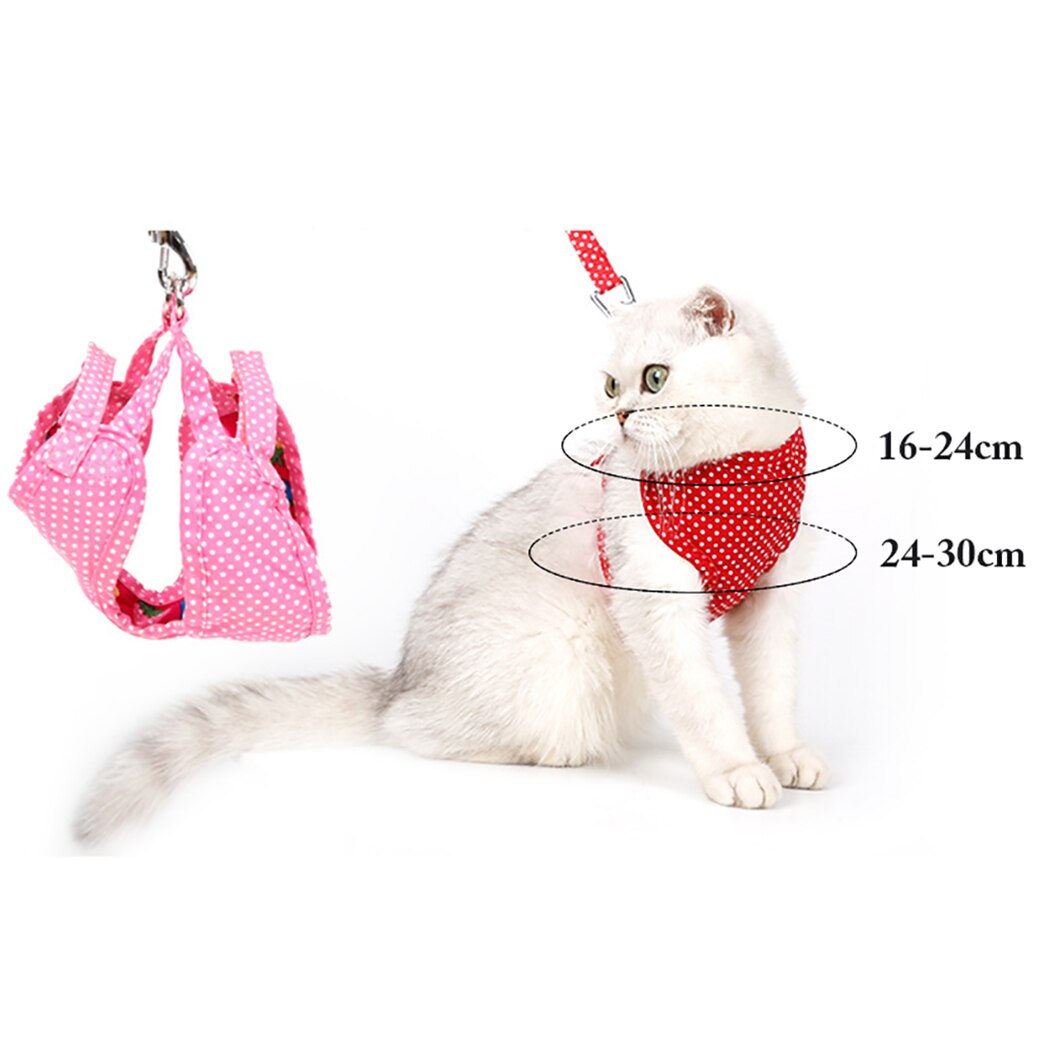Adjustable Cat Harness Vest Walking Lead Leash Kitten Collar Cotton Harness Cat Walking Jacket For Small Cat Pet