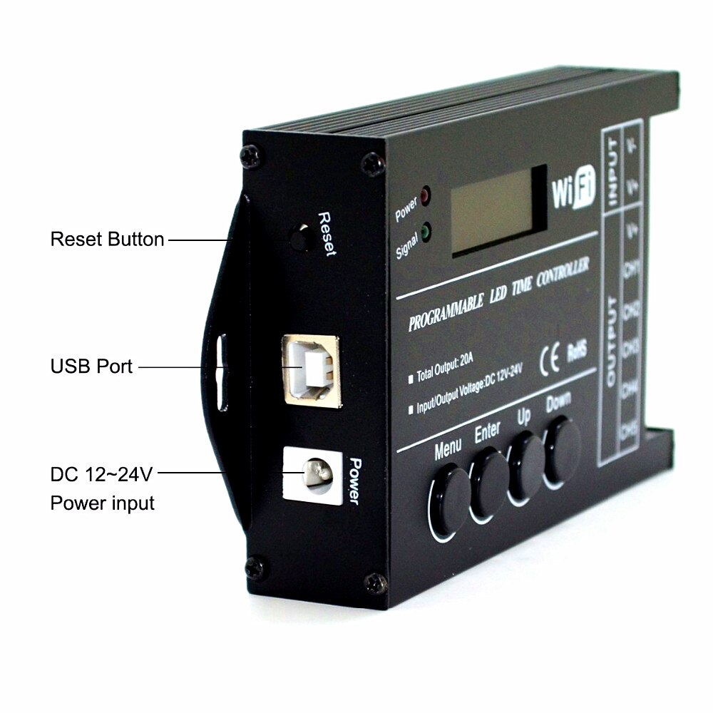 Controlador LED RGB Programable por tiempo WIFi TC421 TC420 DC12V/24V 5CH 20A, atenuador LED para teléfono PC con ánodo común para 3528 5050 tiras Led