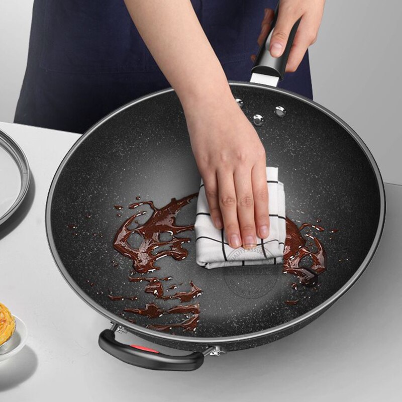 32Cm Koekenpan Keuken Kookgerei Anti-aanbak Graniet Wok Pannen Aluminium Pot Voor Elektrische, Inductie En Gas Kachels
