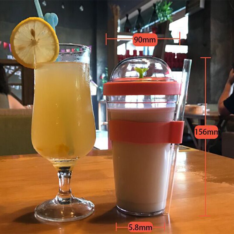 Bubble Tea Cup Portable Plastic Cup Reusable Plastic Cup with Straw for Bubble Tea Boba Tea Cup Drinkware