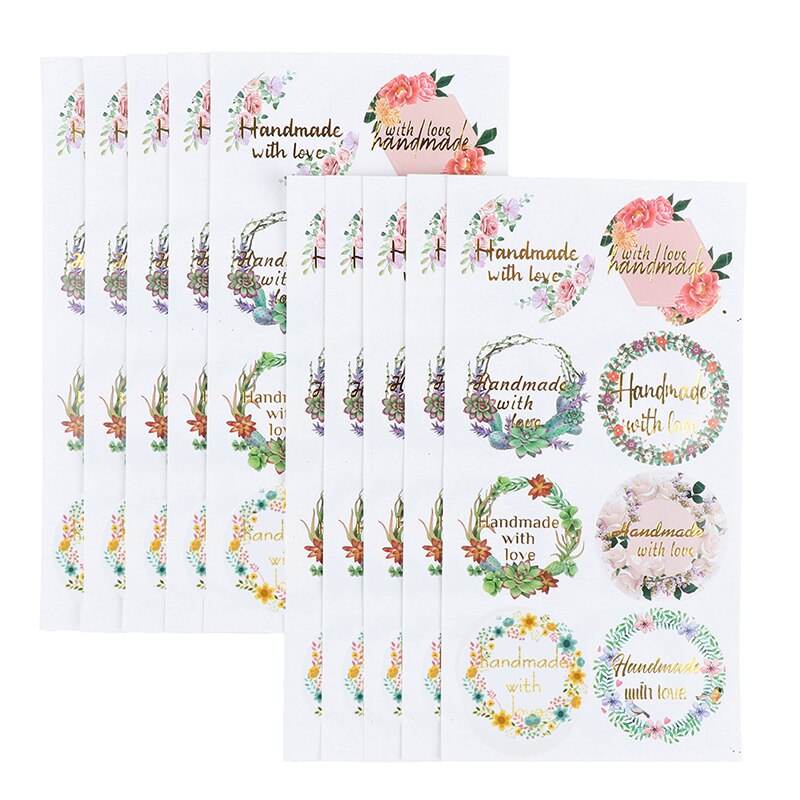 Pegatinas de boda hechas a mano, etiquetas redondas Kraft, 1,5 pulgadas, 80 Uds./10 hojas
