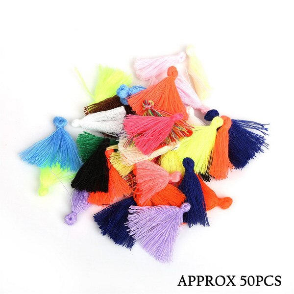 10-50pcs/lot Mixed Styles Mini Mesh/Long Fringe/Suede Tasse Fabric Flower Pendants Earring Cellphoe Straps Hanging Accessories: 2