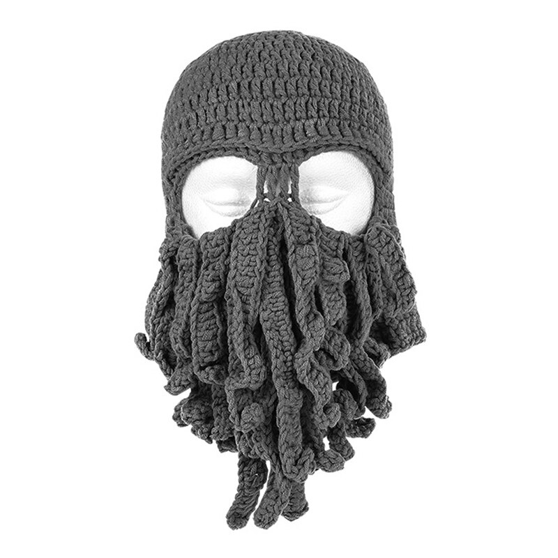 Novelty Funny Party Octopus Beard Hat Unisex Animal Cthulu Crocheted Tentacle Knit Wind Mask Ski Cap Halloween Hats: 05