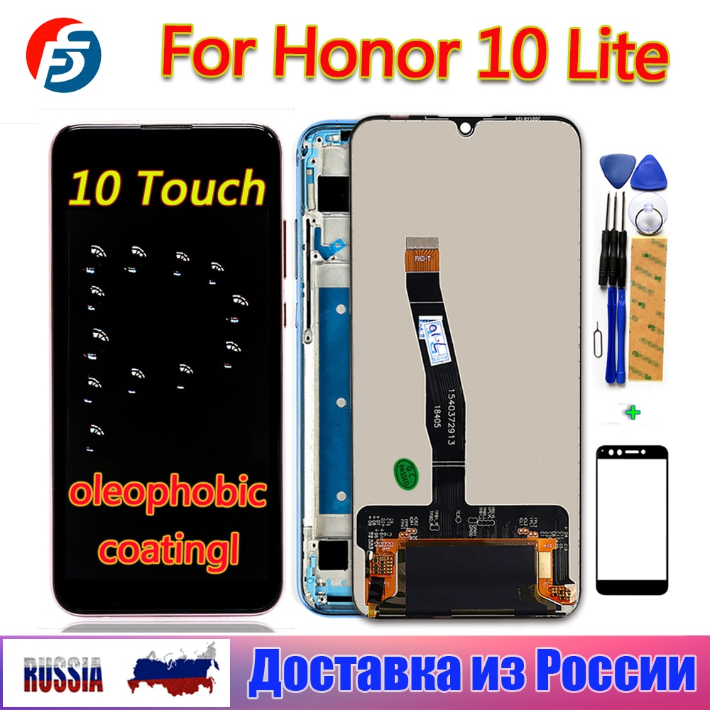 100% getestet Touchscreen Für Huawei Honor 10 Lite LCD Display Oleophobe beschichtung Digitizer Montage 10 Touchs