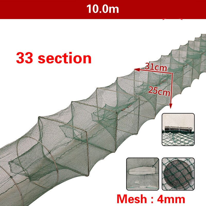 1.1m-20m Shrimp Cage Fishing Net Catcher Trap Foldable Crab Crayfish Lobster Fishing Net Cast Fishing Network Outdoor