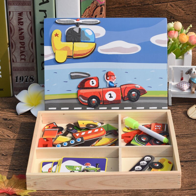 Children 3D Magnetic Puzzle Magnetic sticker Toys Cartoon Animals Traffic Puzzles Tangram Kids Educational Toy for Children