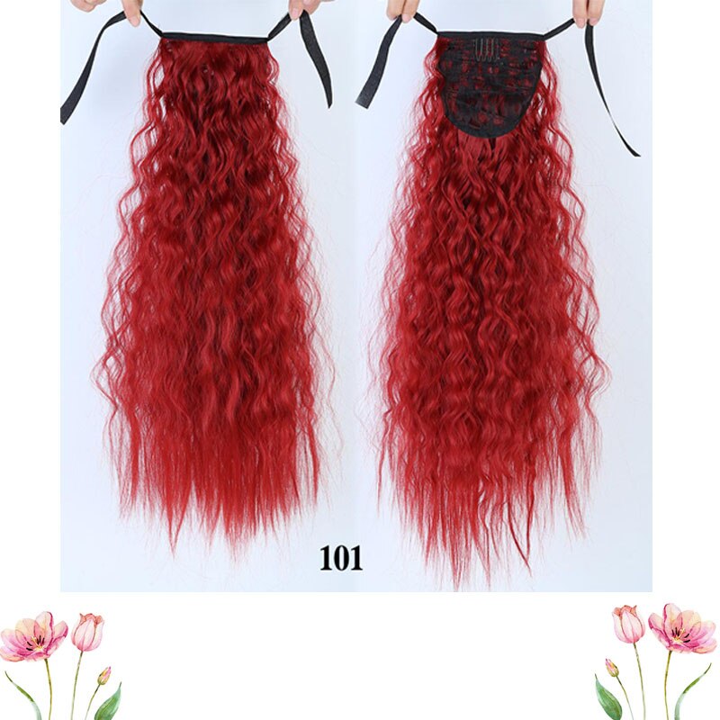 DIANQI Long Wavy Clip In One Piece Synthetic Hair Extension Ponytail Drawstring False Ponytail Wig With Hairpins: 101