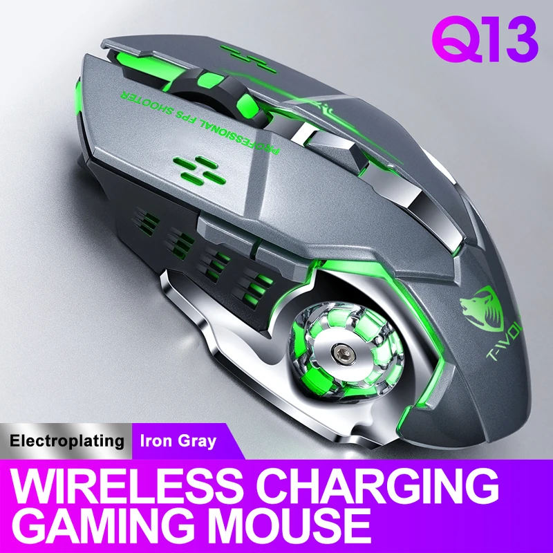 Wireless Mouse Charging Gaming Mouse Mute Backlit Mouse Mechanical Ergonomic Optical Computer Accessories for Pc Laptop: black