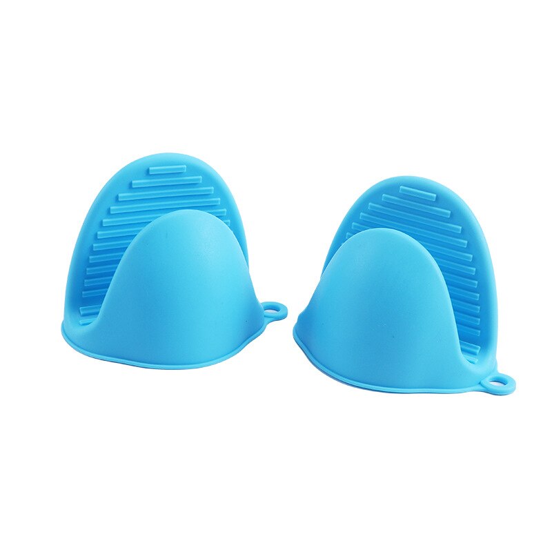 Gant en Silicone coloré Anti-brûlure antidérapant, 2 pièces, pour la cuisine, cuisson, résistant à la chaleur, pince à main, accessoires d'organisation: 2Pcs Blue