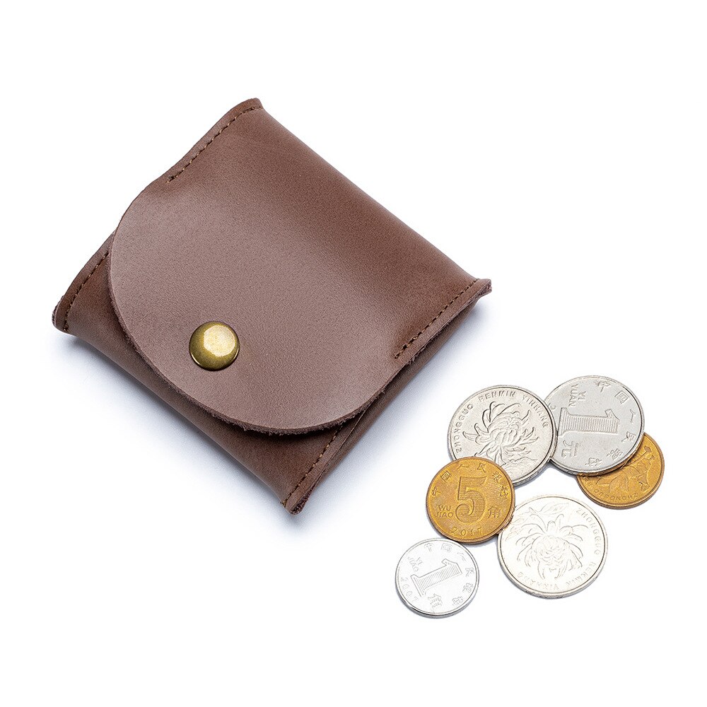 Coin bag women men leather Japanese style mini earphone bag small wallet small storage bag coin purse: brown