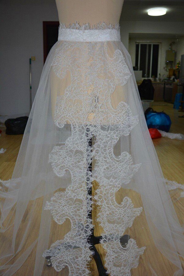 Jupe en dentelle avec train, jupe amovible Tulle sur jupe train amovible pour robe de mariée, maxi jupe en dentelle accessoires de mariage