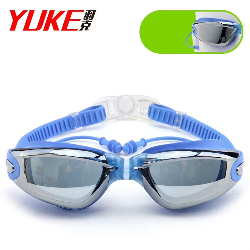 YUKE Swimming Goggles Earplug Adult Silicone Swim Cap Pool Glasses anti fog Adult Optical Waterproof Eyewear