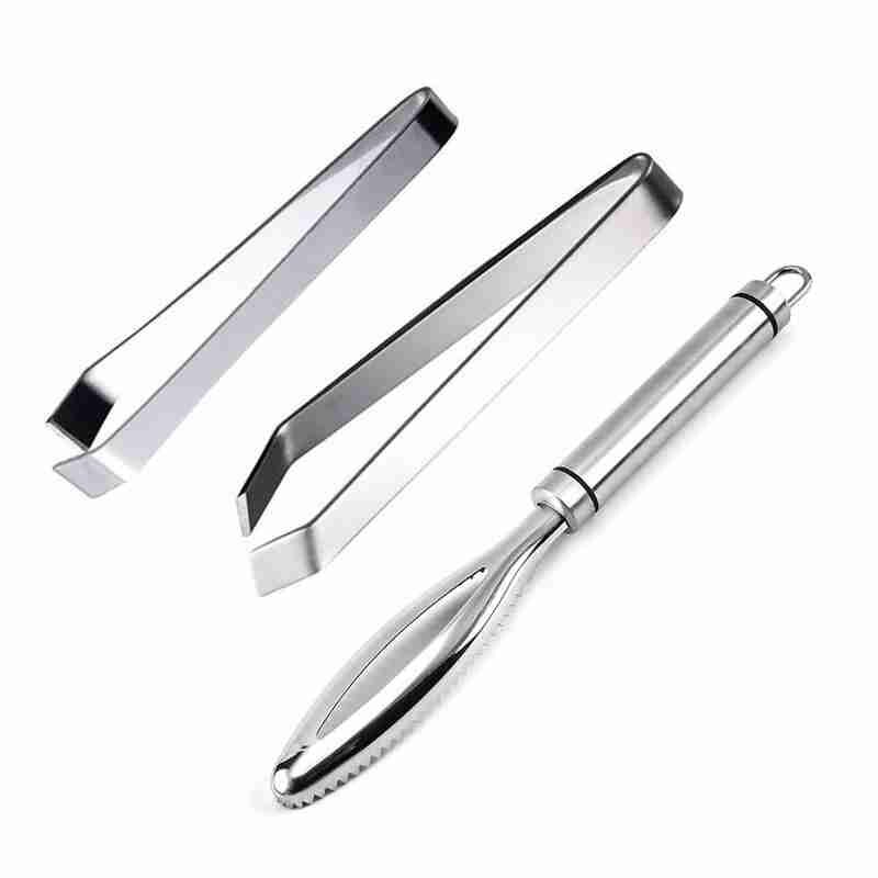 Stainless Steel Manual Fish Scale Fish Scraper Seafood Tool Planer Cleaner with Handle Fish Cleaning Tweezers Kitchen Gadgets