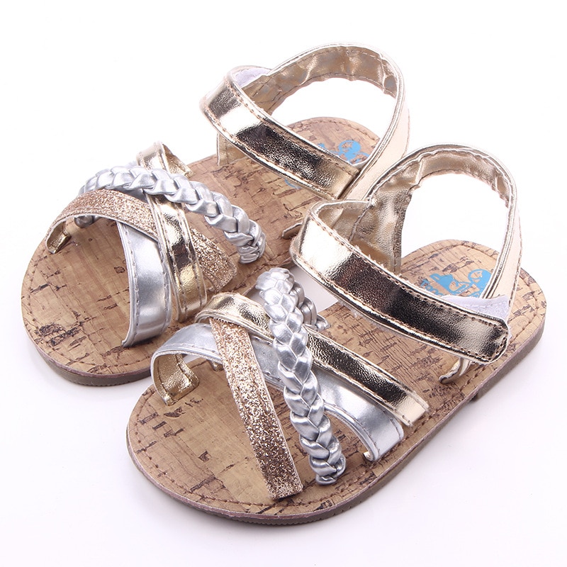 Summer Baby Sandals Girl Princess Shoes Gold Sliver Knoted Sandals