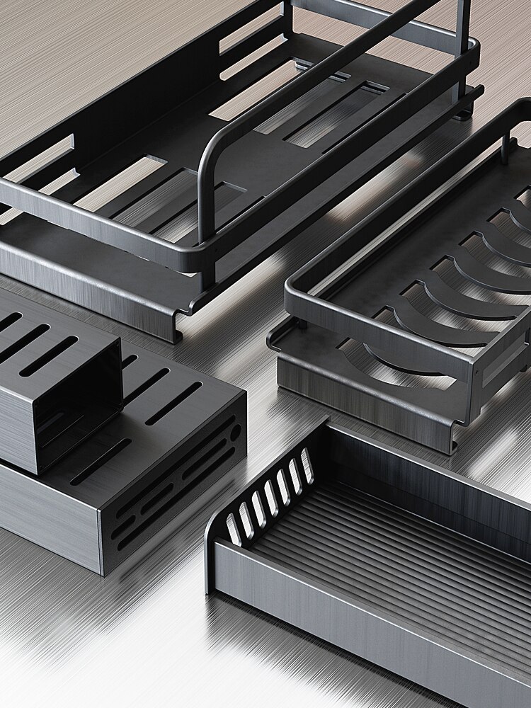Aluminum Alloy Wall Mounted Kitchen Storage Rack Dish Drainer Plate Drying Pot Cover Cutlery Holder Pantry Oragnizer Accessories
