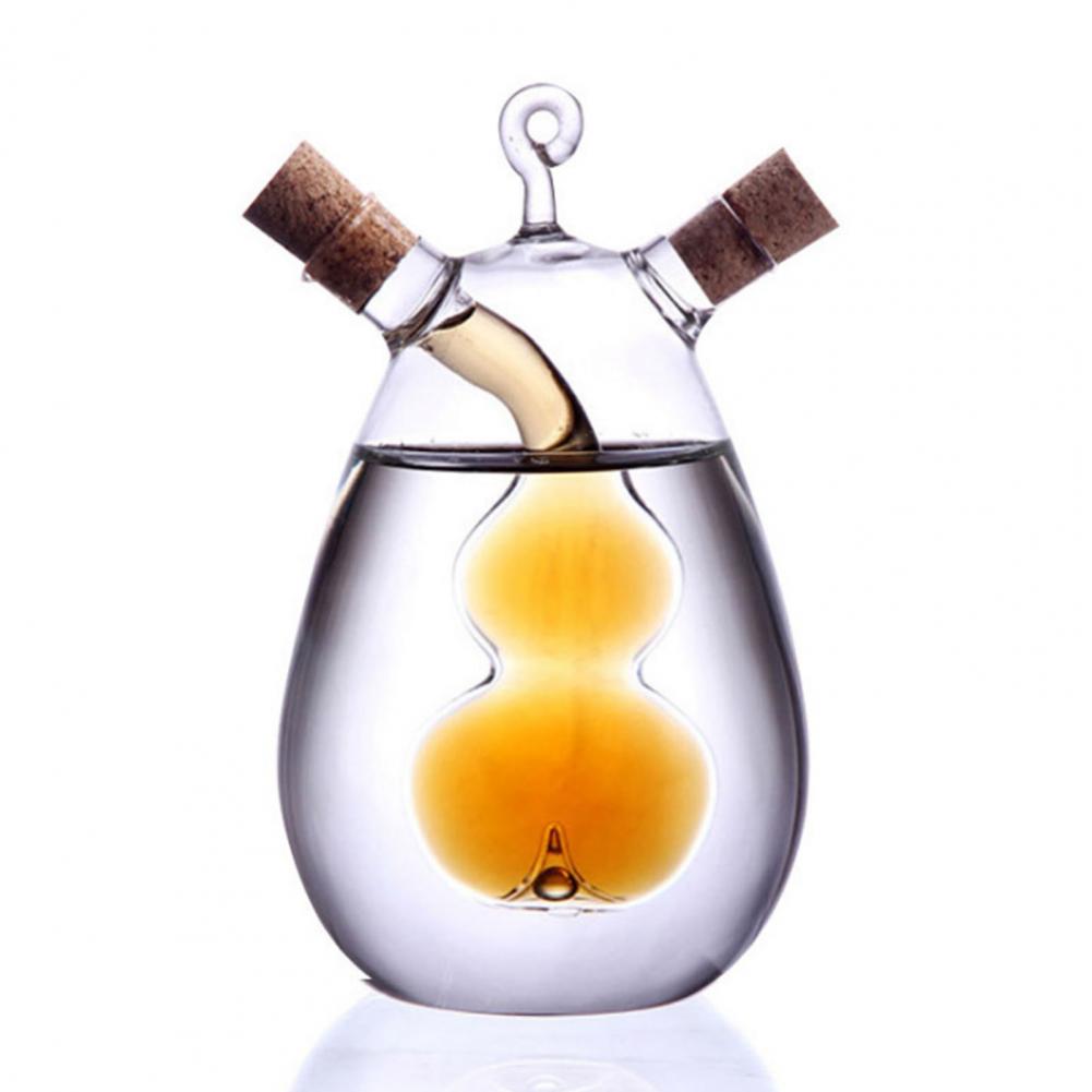 Tapón de aceite antigoteo, botellas de vinagrera de vidrio, doble vertedor, accesorios de cocina
