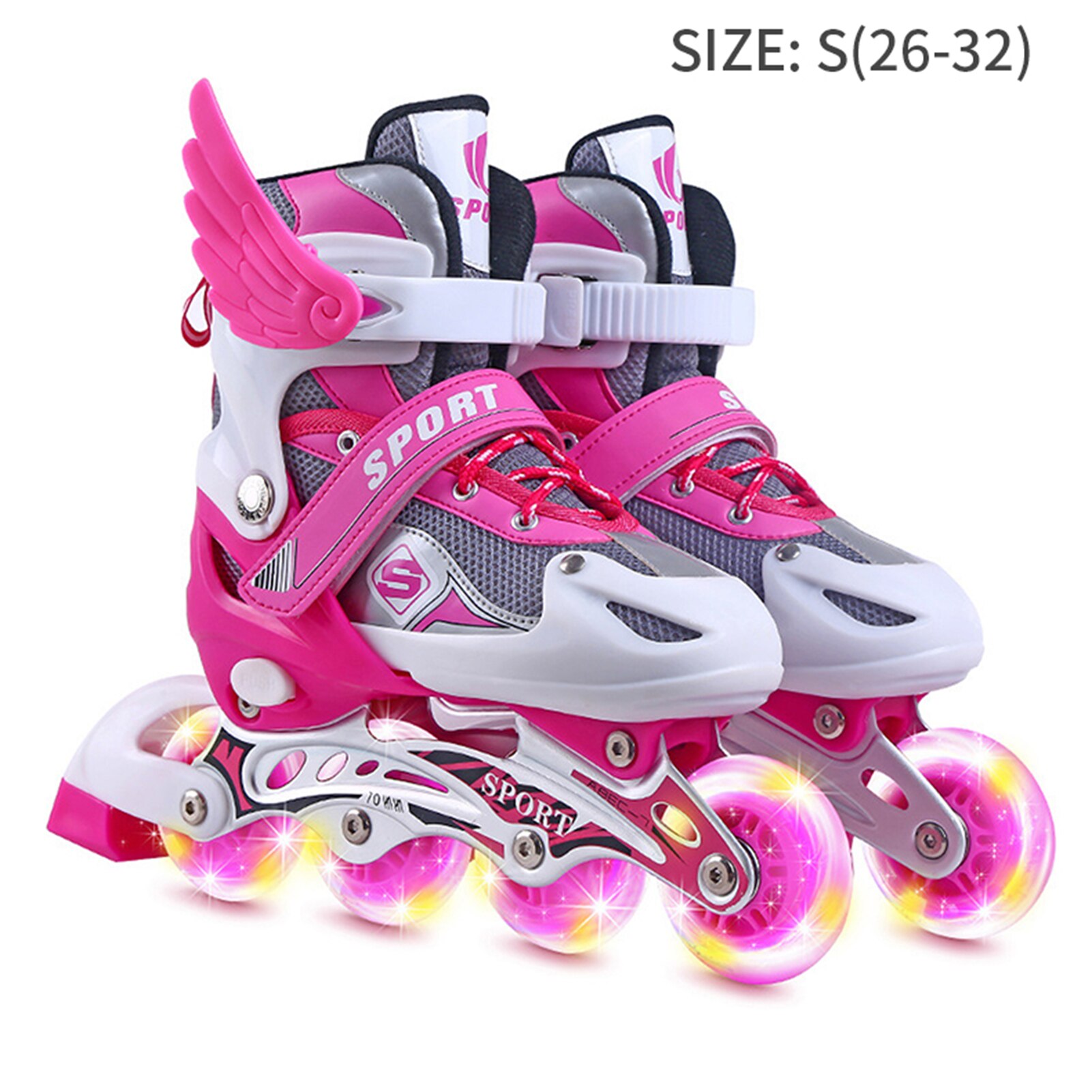 Roller Skates Rollerskates Kids Skates Shoes Adjustable Inline Skates For Kids Skating Shoes Beginners Anti-fall Roller: Pink S