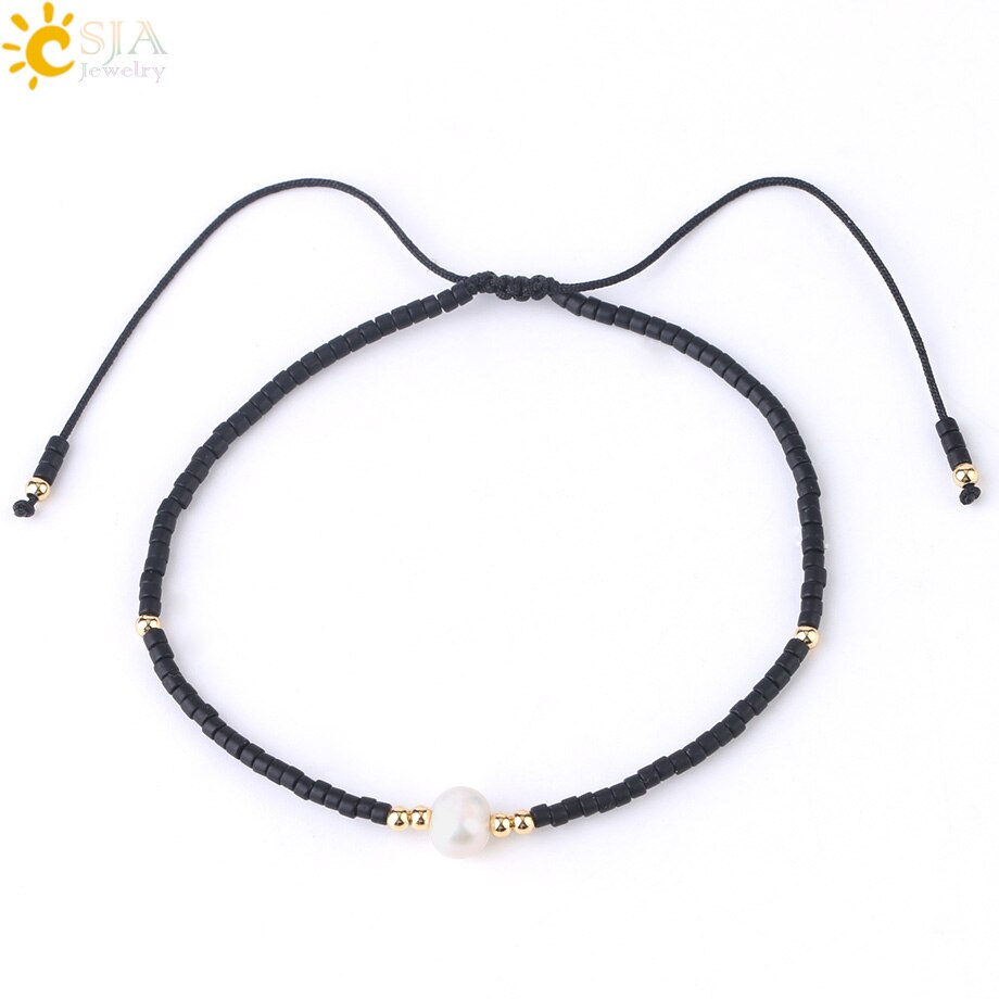 CSJA, Pulseras Miyuki de verano para Mujer, Pulseras para Mujer, , cuentas de perla Delica, joyería de mano, pulsera chapada en Color Metal S337: F