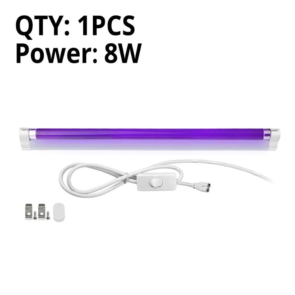 6W8W Blacklight Buis T5 Ultraviolet Lamp Uva 365nm Blauw Uv Licht Bar Lamp 110V 220V Tl Cfl Violet lamp Detectie Podium: 1Pcs 8W With Plug / 220V EU
