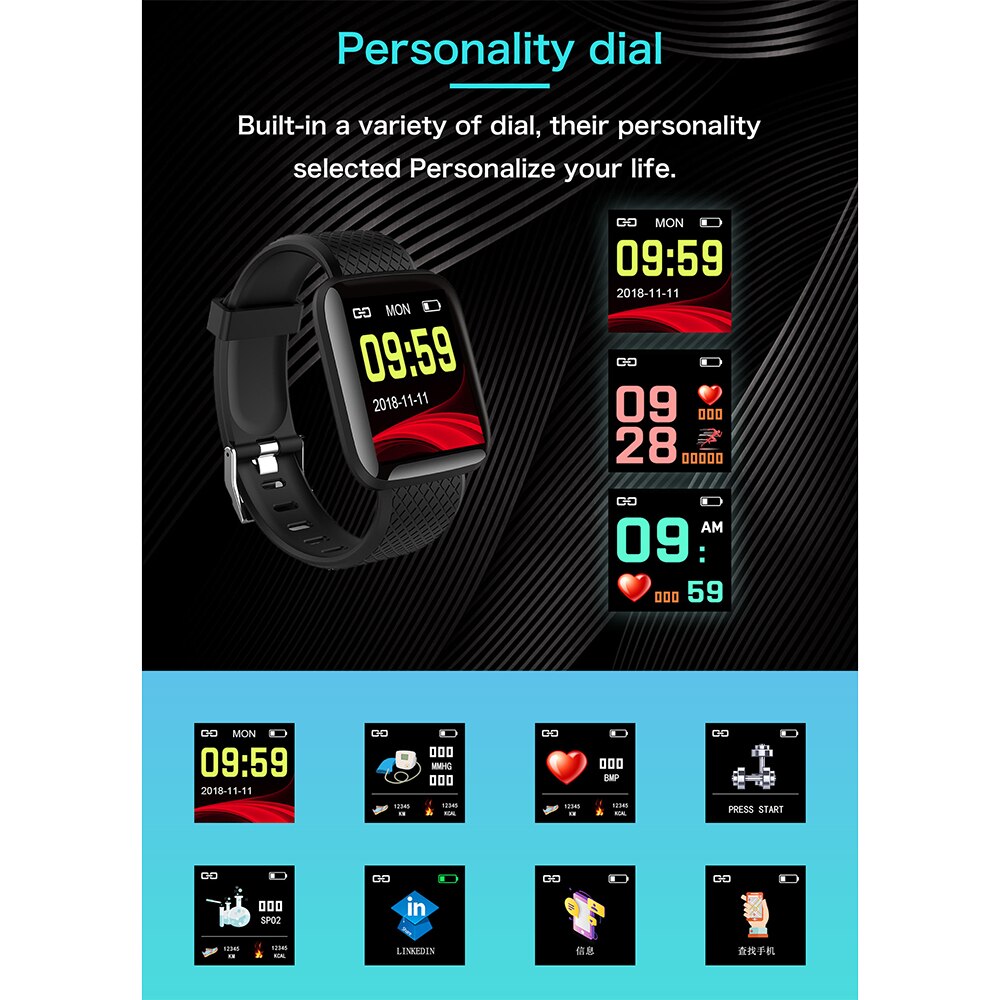 116Plus Intelligente Bt Horloge Fitness Tracker Universele Stappenteller Hartslagmeter Sport Polsband Horloge Fitness Apparatuur