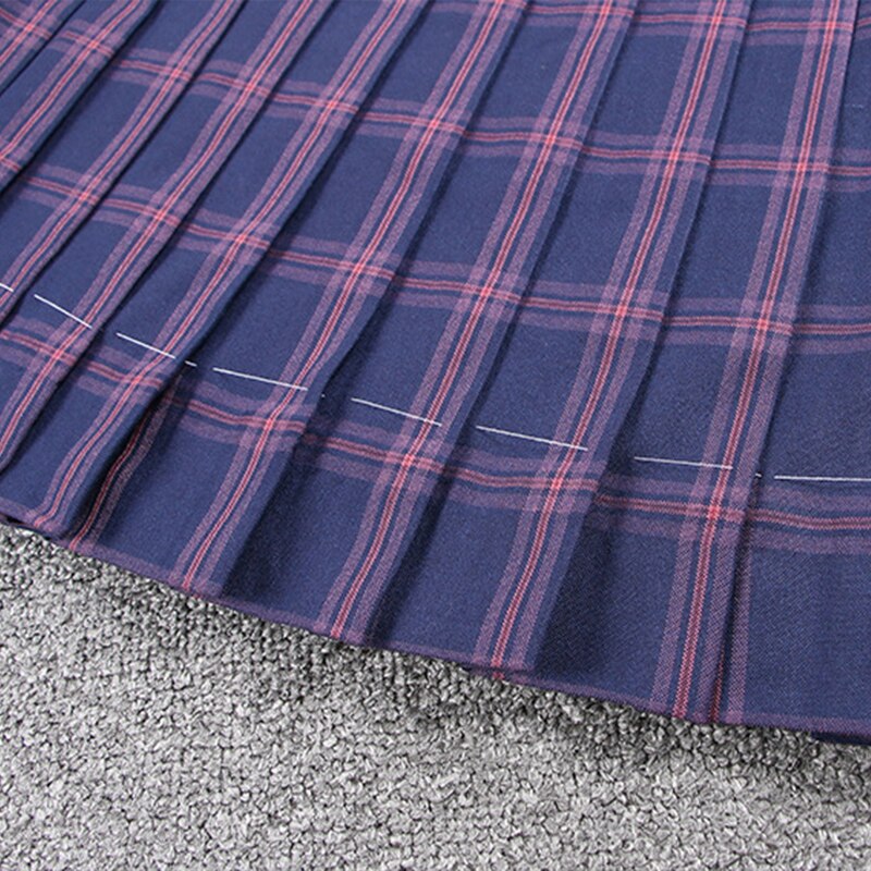 Female Universal Sailor School Uniform Skirts School Girls Plaid Skirt Cotton Universal Pleated Skirts