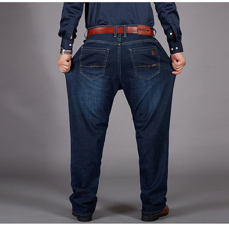 style plus size jeans stretch 9XL hip circumference 143CM men's cotton zipper pocket loose plus fat trousers plus size jeans