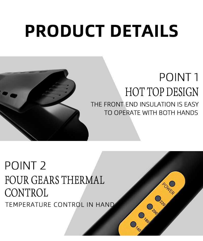 tourmaline ceramic heating plate straight hair styling tool with fast warm-up thermal performance