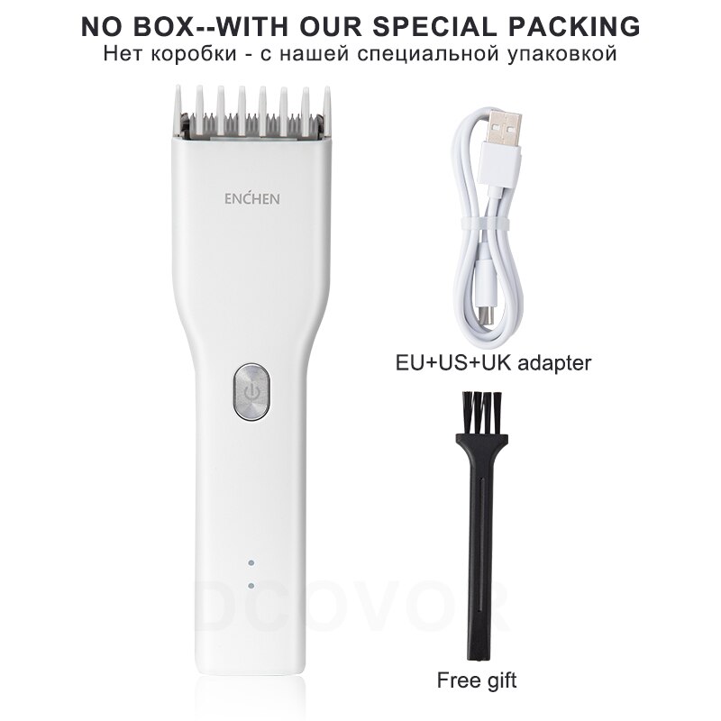 XiaoMi ENCHEN 0.7-21mm Men Hair Clippers Home use Hair Trimmer Cordless Hair Clipper Men Hair Corner Trimmer Razor: White No Box