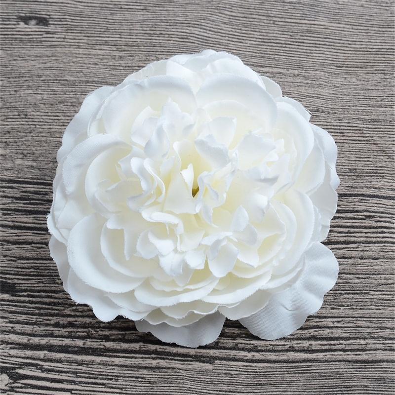 10 stk 8cm kunstig blomst silke pæon blomsterhoved til bryllupsfest hjemmedekoration diy blomst vægboks scrapbog håndværk: Hvid