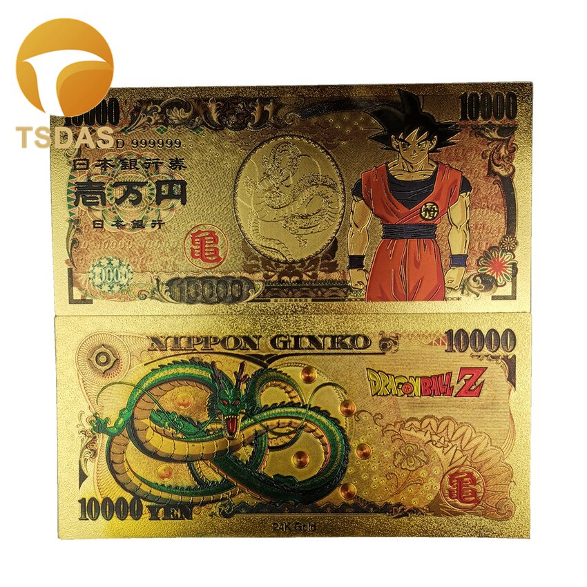 A coleção colorida da cédula do ouro caçoa presentes japão dos desenhos animados a cédula japonesa 1000000 24k chapeou ouro dinheiro falso: 5