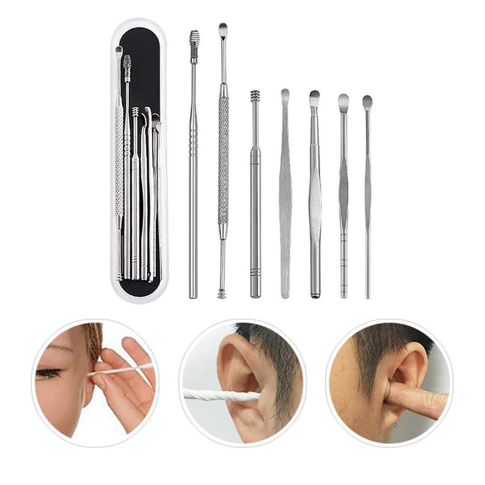 7Pcs Set Rvs Oor Pick Lepel Earpick Artefact Gesp Oor Schoner Oor Care Tool