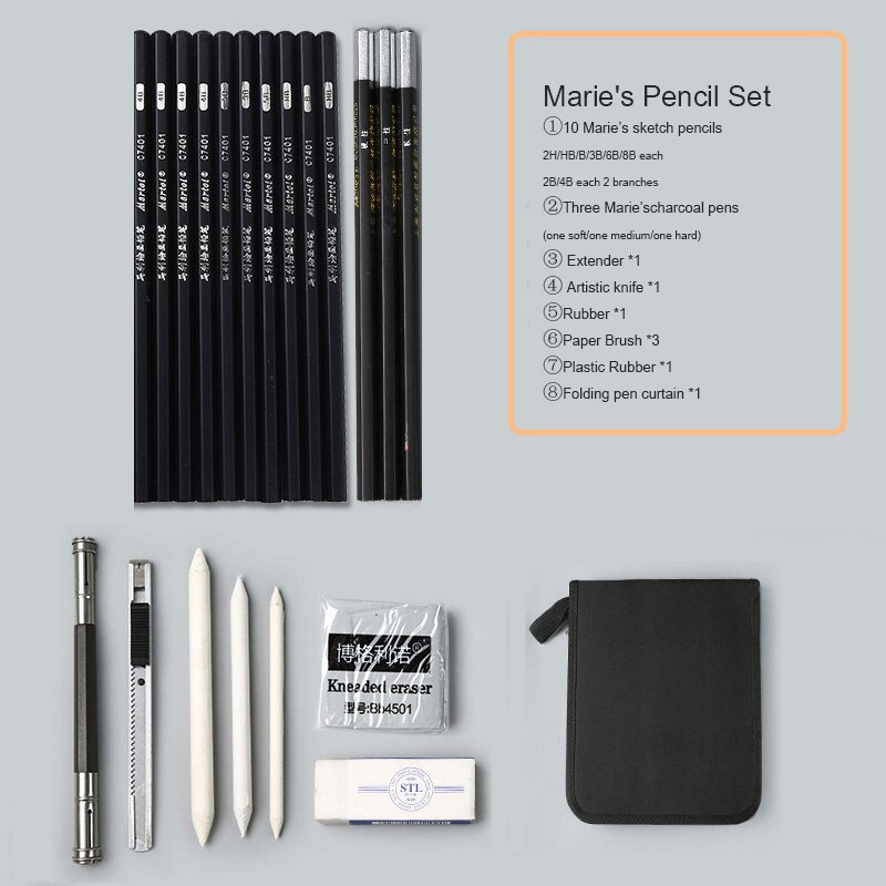 Maria's Skizze Bleistift einstellen Skizze Stift Zeichnung Bleistift einstellen Anfänger Schüler Professionelle Volle Skizze Skizze Skizze Stift Kunst Liefert