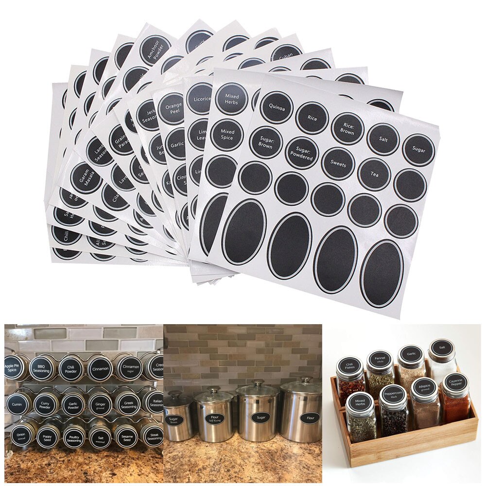 320+ Printed Spice Jar and Pantry Label Set Chalkboard Round Stickers Labels