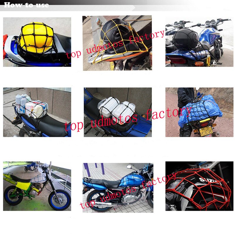 Motorcykel bagage netto cykel 6 kroge holde nede brændstoftank bagage mesh web bungee sort motorcykel cykel 6 kroge tank bil styling