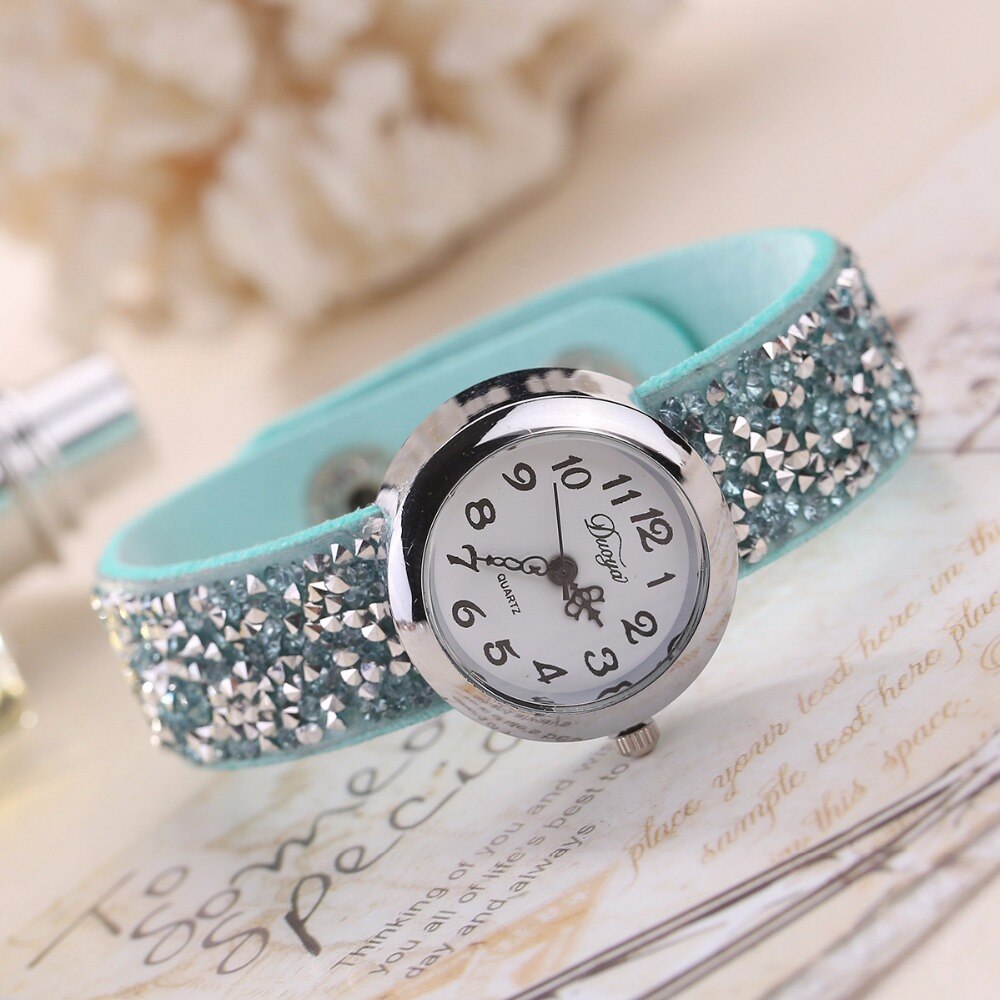 Minhin merk horloges dames casual jurk kristal leren wikkel armband horloge dames klassieke quartz polshorloges