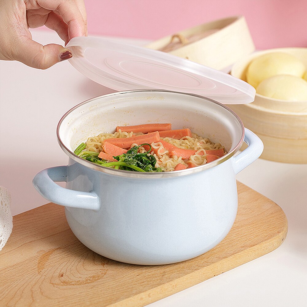 Garnki emaliowane z pokrywką wielofunkcyjne przybory kuchenne garnek robić zupy robić indukcyjnej kuchenki gazowej żywność dla niemowląt owsianka garnek narzędzia kuchenne