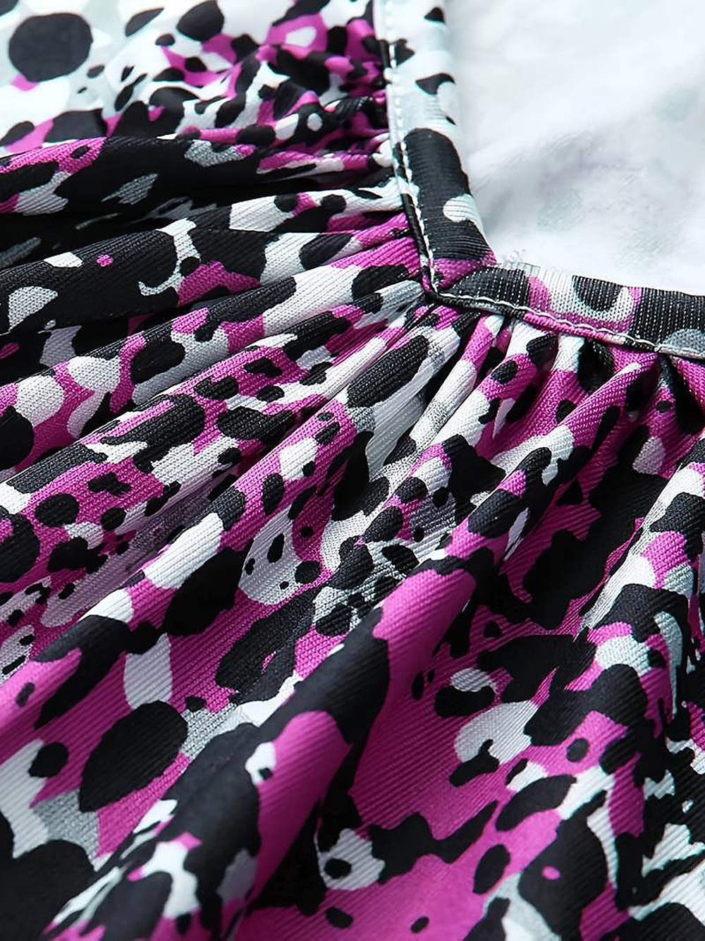 Veste Plissée à Manches Courtes et Imprimé Léopard, Grande Taille, pour l'Été, Europe et États-Unis