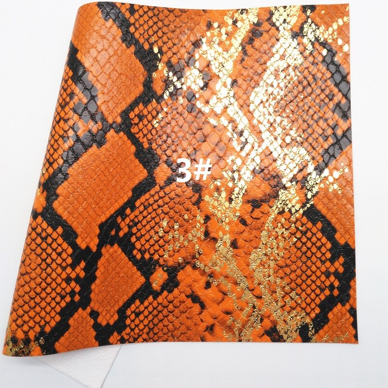 Cuero con purpurina naranja, tejido brillante con flores de encaje, hoja de tela sintética de serpiente para lazo de 21x29CM, centelleante, KM312