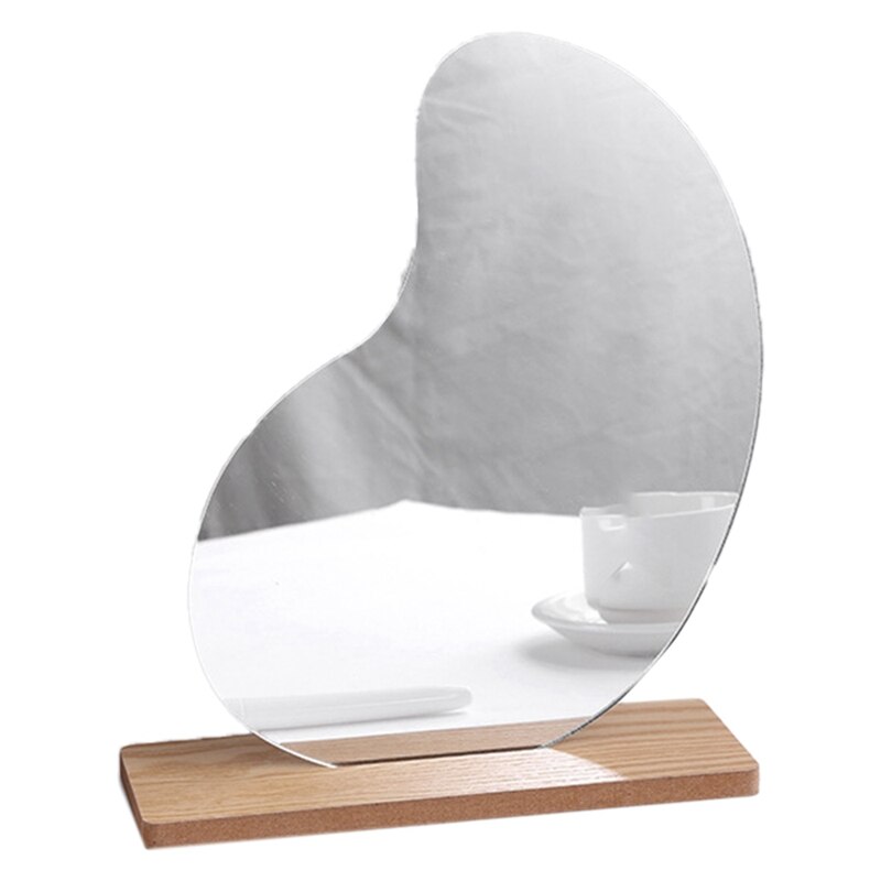 Koreaanse Stijl Make-Up Spiegel Ins Acryl Decoratieve Spiegel Houten Base Cosmetische Beauty Tools: Black